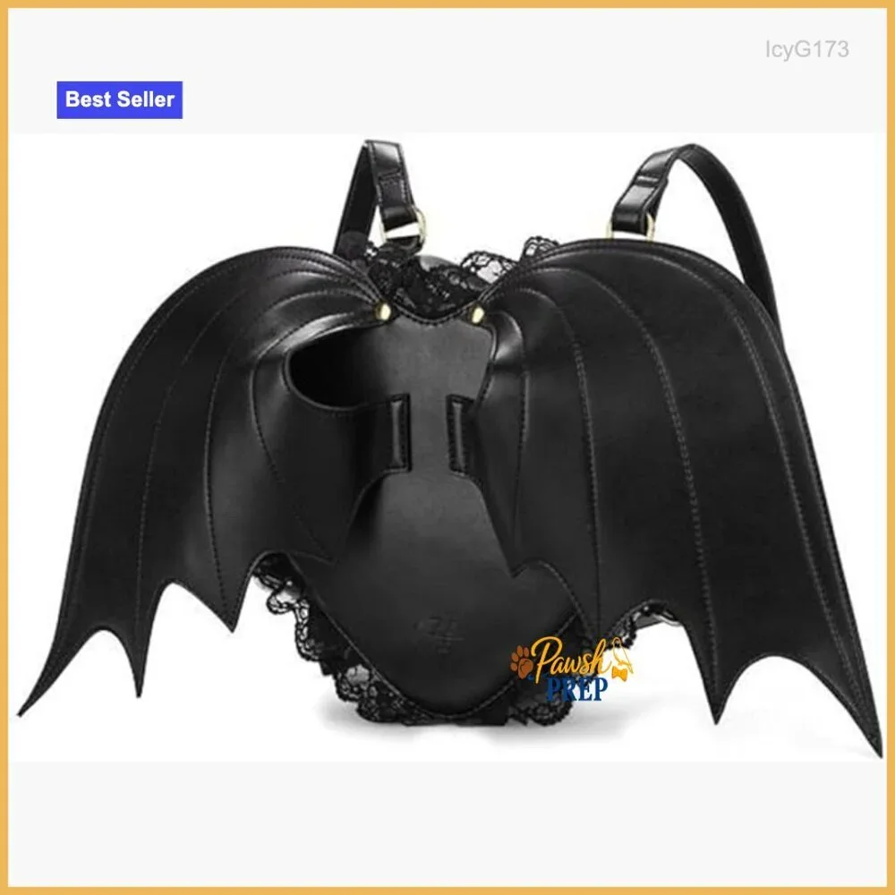 Heart Shape Bat Backpack with Lace Wings, Adjustable Strap, 4 Pockets